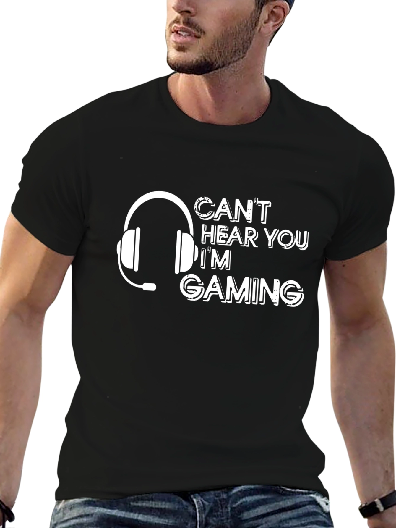 Cant Hear You Im Gaming Black T-Shirt