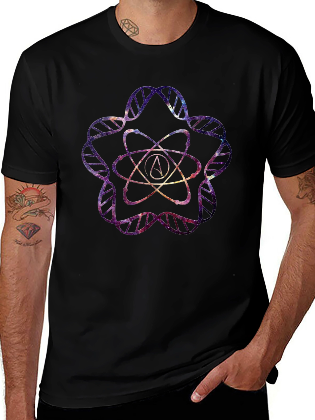 Galaxy Atheist Atom DNA T-Shirt