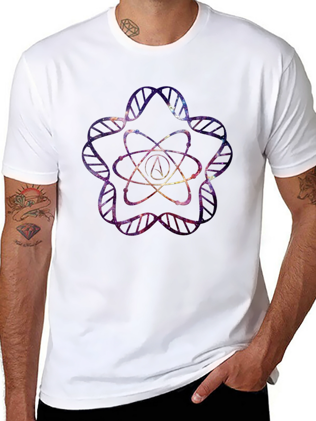 Galaxy Atheist Atom DNA T-Shirt