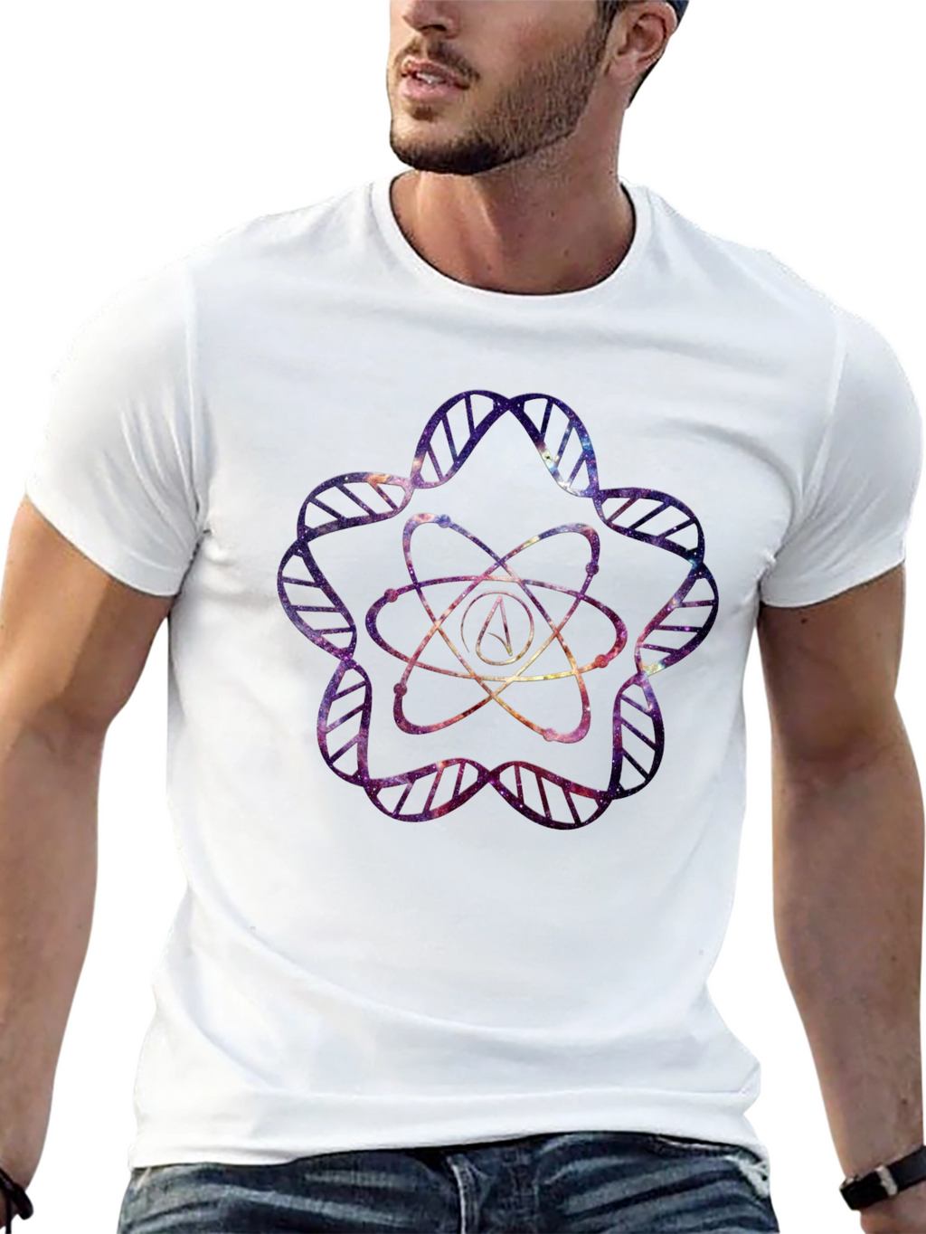 Galaxy Atheist Atom DNA T-Shirt