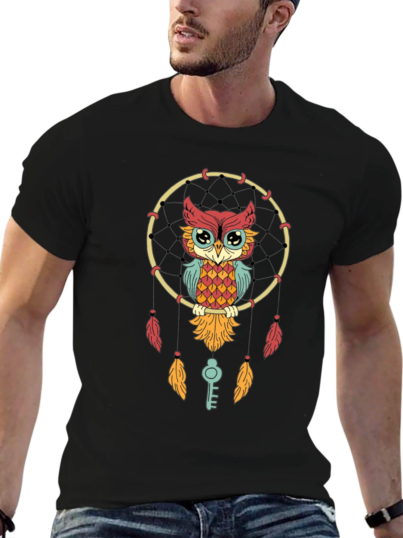 Owl Dreamcatcher Graphic Tee - Stylish Unisex T-Shirt
