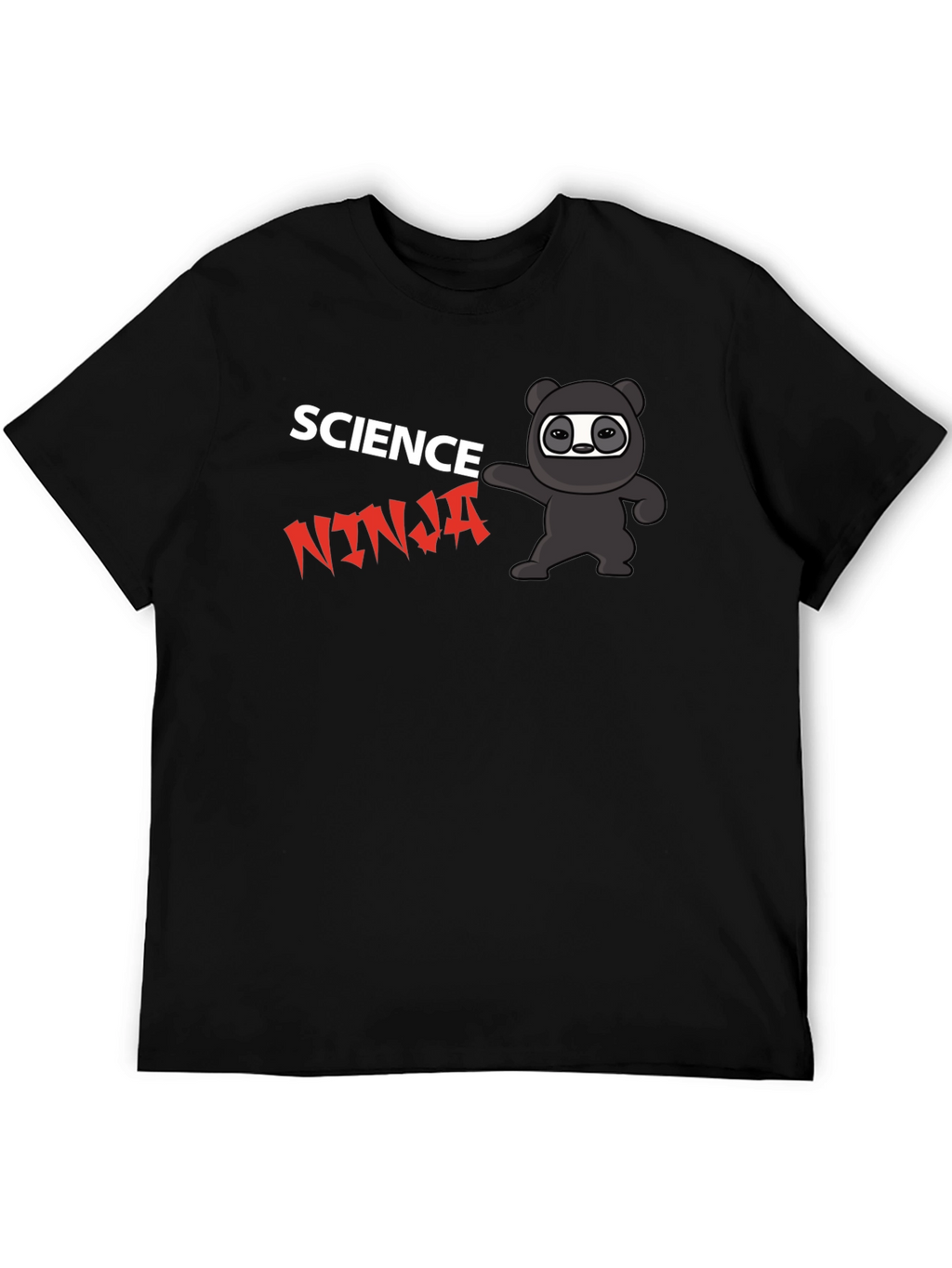 Science Ninja Black T-Shirt Cartoon Design