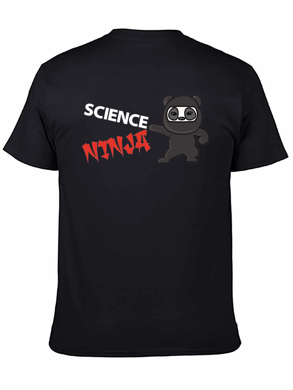 Science Ninja Black T-Shirt Cartoon Design