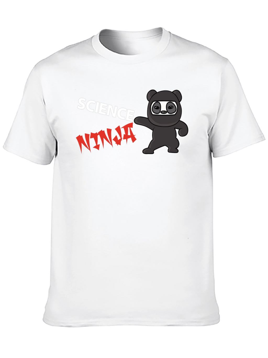 Science Ninja Black T-Shirt Cartoon Design