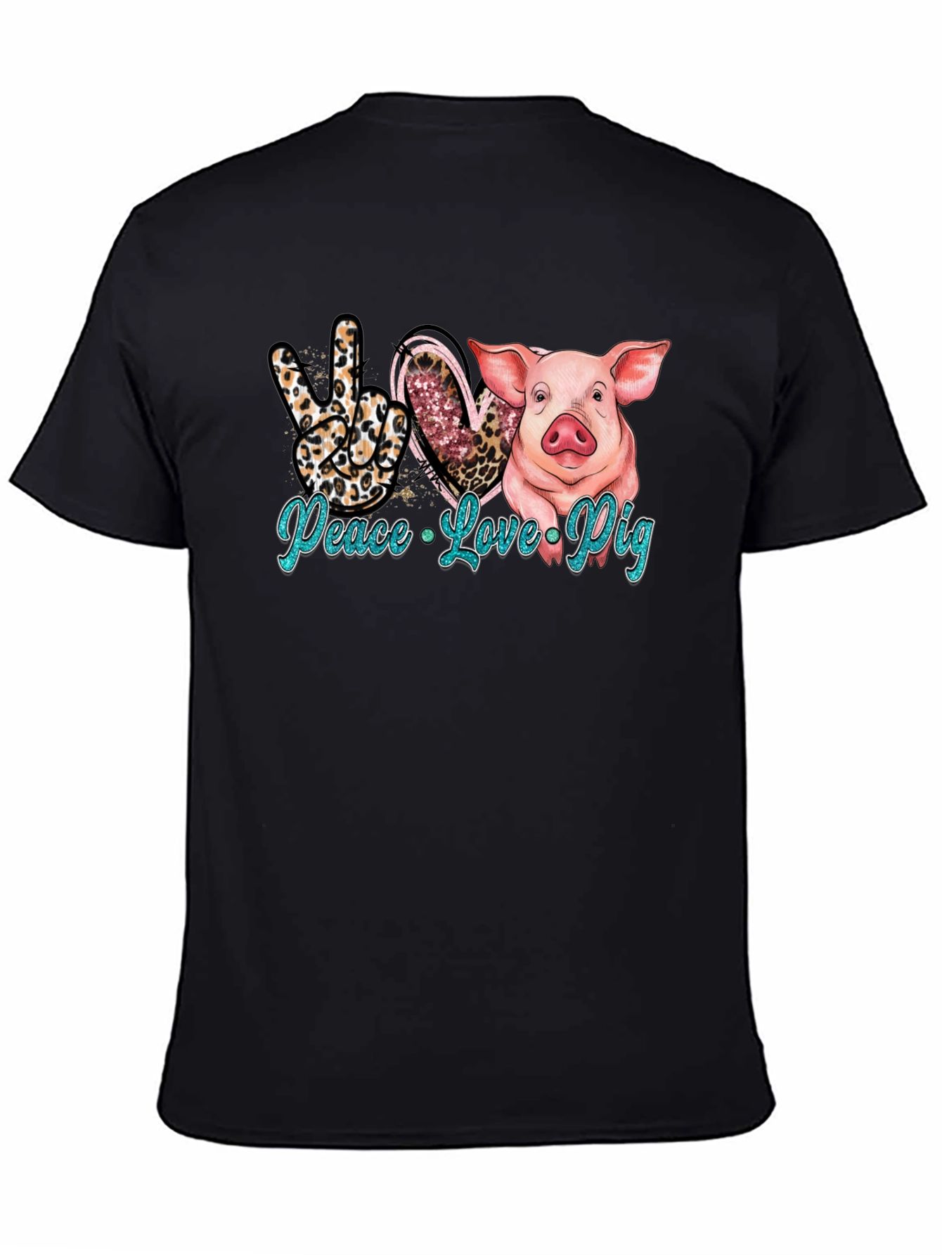 Peace Love Pig Black T-Shirt