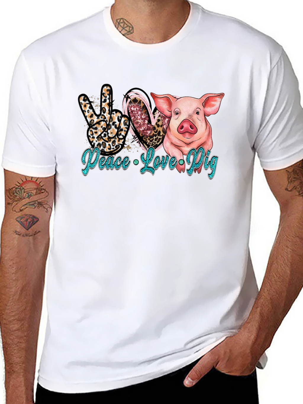 Peace Love Pig Black T-Shirt