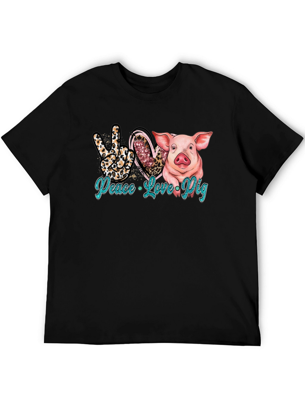 Peace Love Pig Black T-Shirt