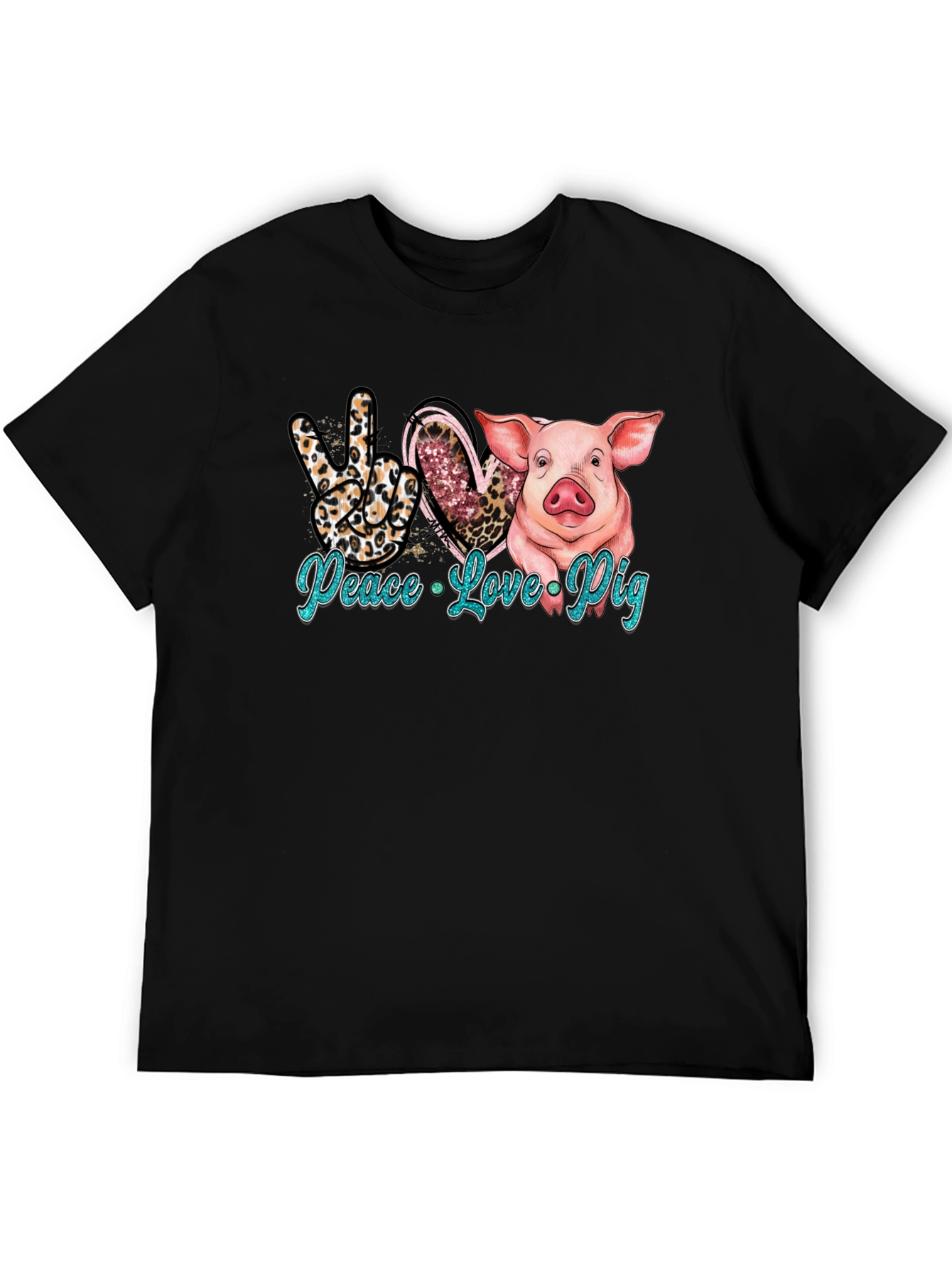 Peace Love Pig Black T-Shirt