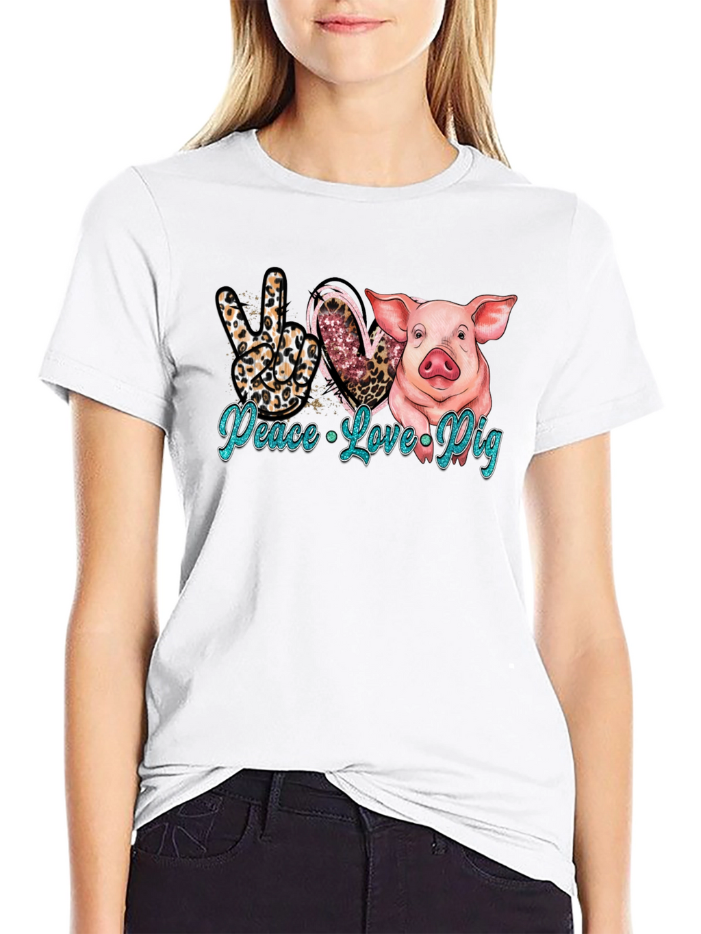 Peace Love Pig Black T-Shirt