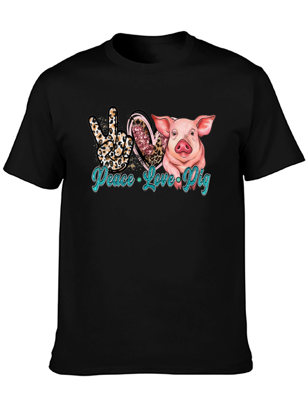 Peace Love Pig Black T-Shirt
