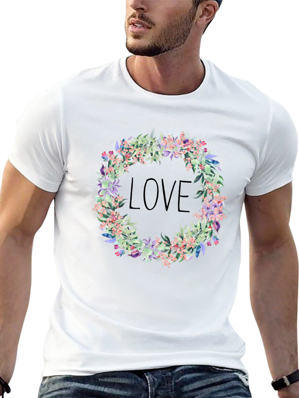 Floral Love Wreath Graphic T-Shirt