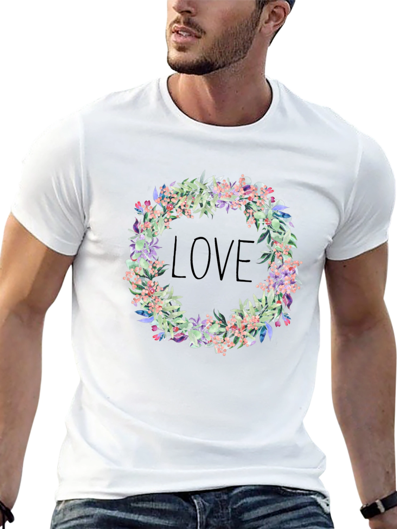 Floral Love Wreath Graphic T-Shirt