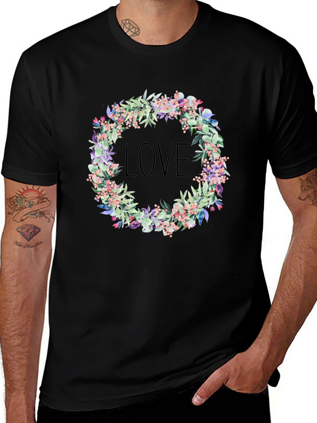 Floral Love Wreath Graphic T-Shirt