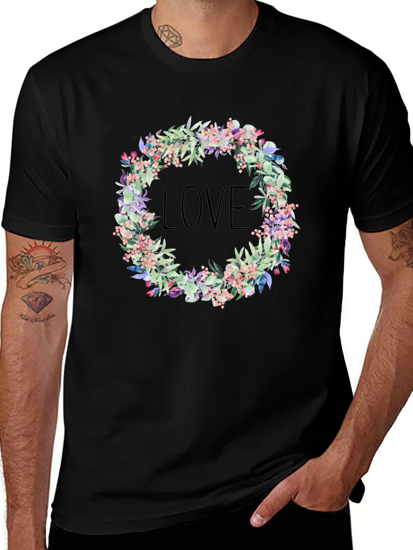 Floral Love Wreath Graphic T-Shirt