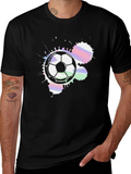 Soccer Ball Splash Graphic Tee - Black Cotton T-Shirt