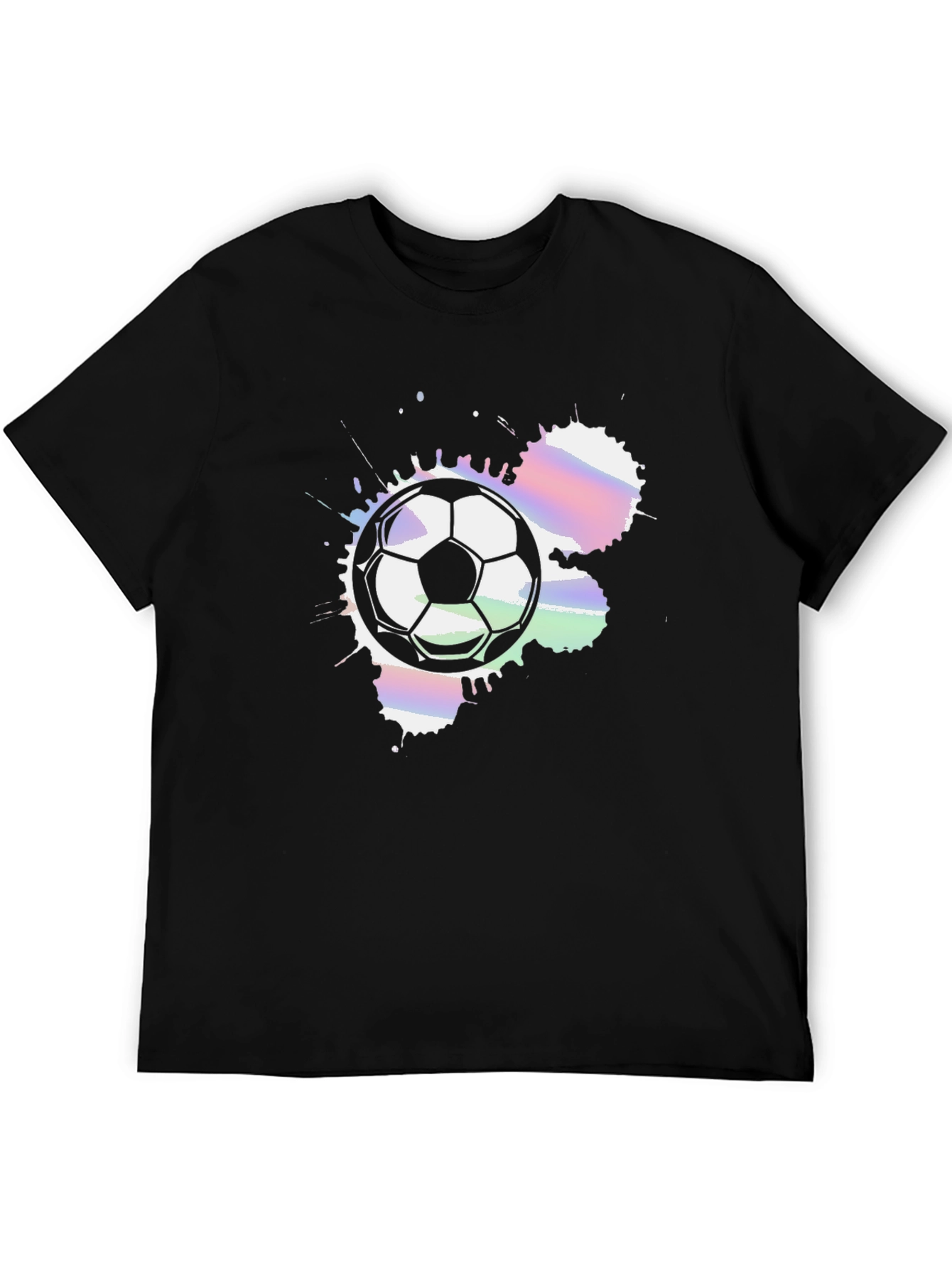 Soccer Ball Splash Graphic Tee - Black Cotton T-Shirt