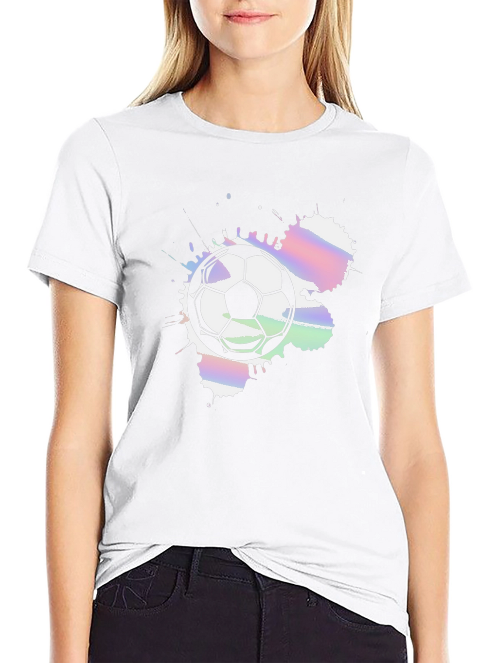 Soccer Ball Splash Graphic Tee - Black Cotton T-Shirt