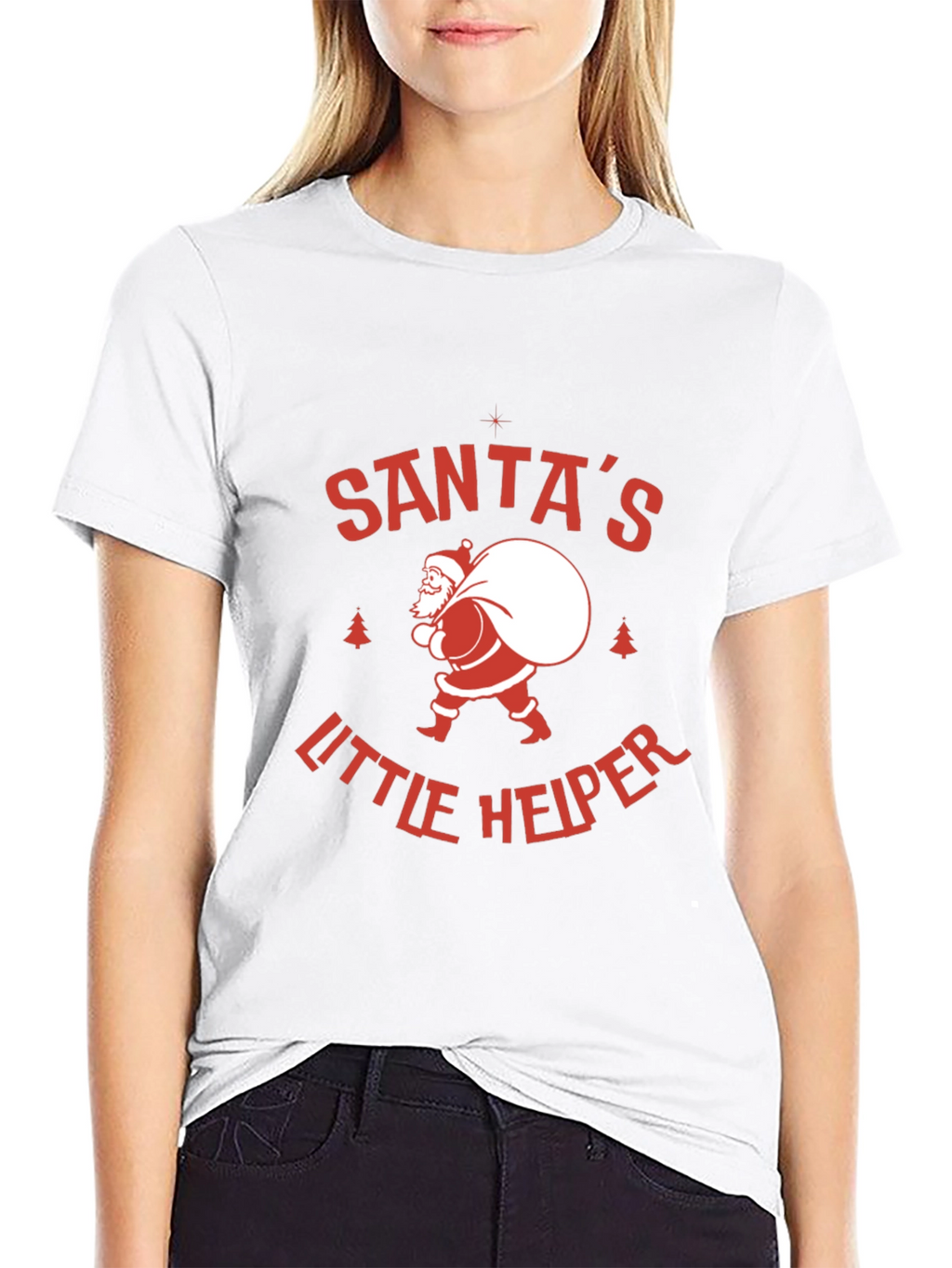 Santas Little Helper Graphic Tee - Holiday Cheer!