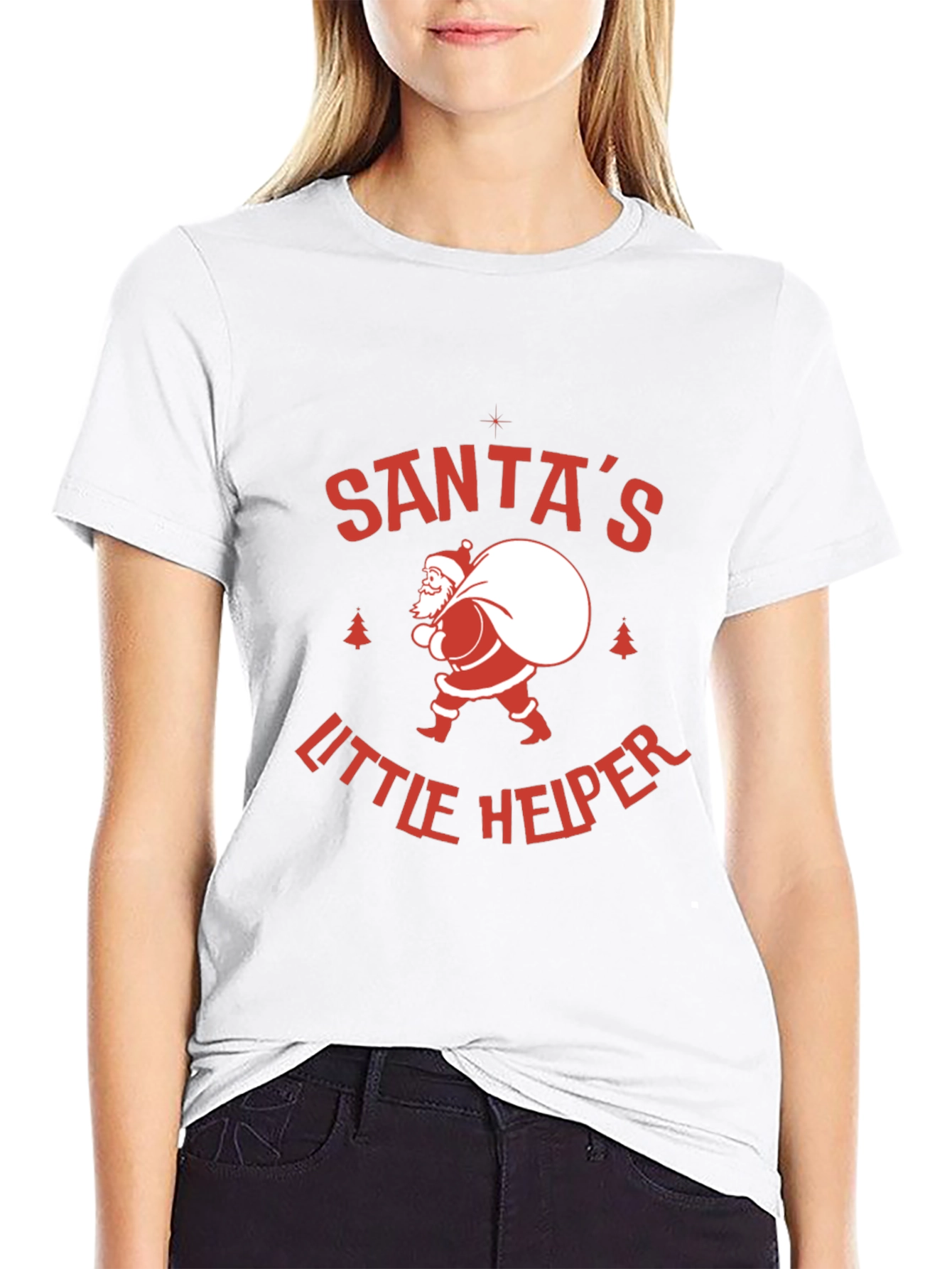 Santas Little Helper Graphic Tee - Holiday Cheer!