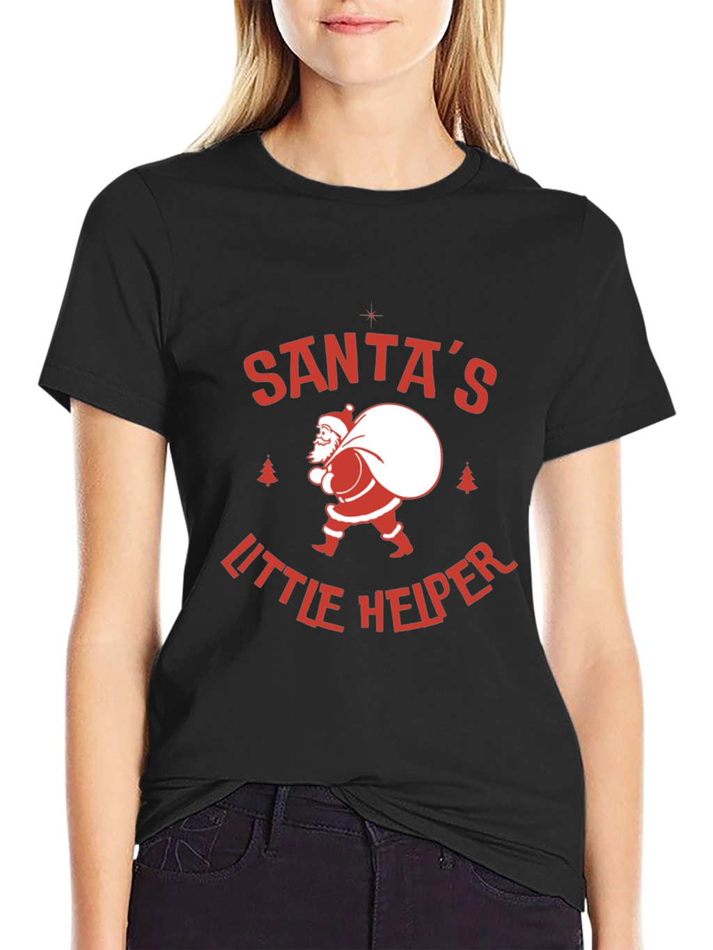 Santas Little Helper Graphic Tee - Holiday Cheer!
