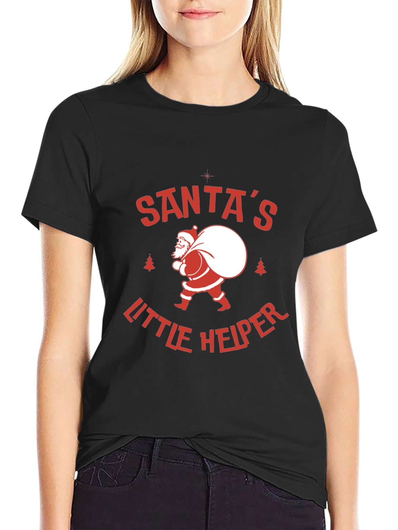 Santas Little Helper Graphic Tee - Holiday Cheer!