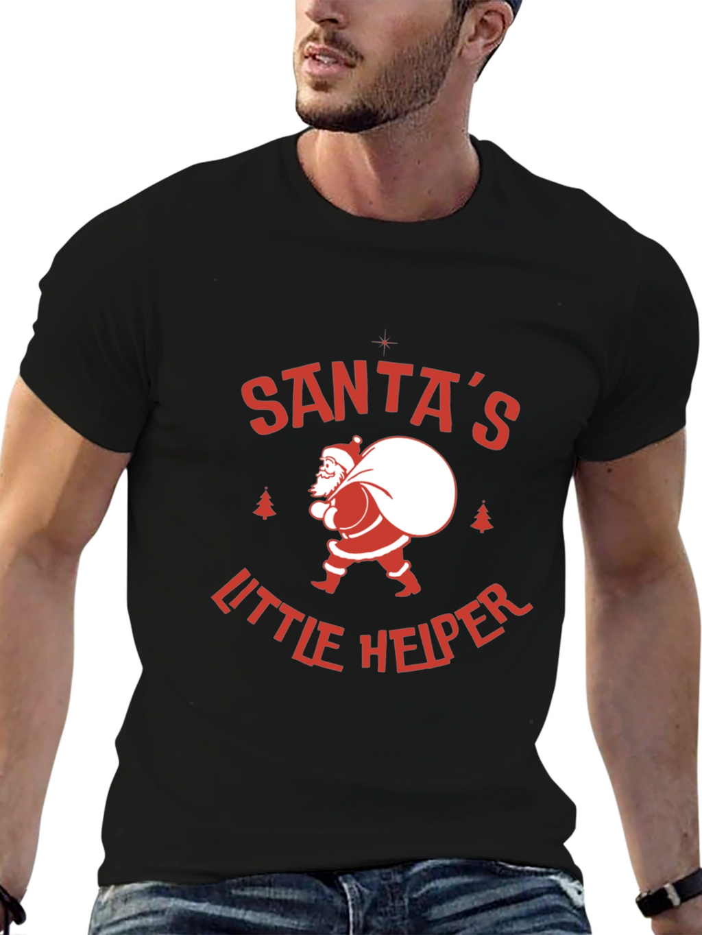 Santas Little Helper Graphic Tee - Holiday Cheer!