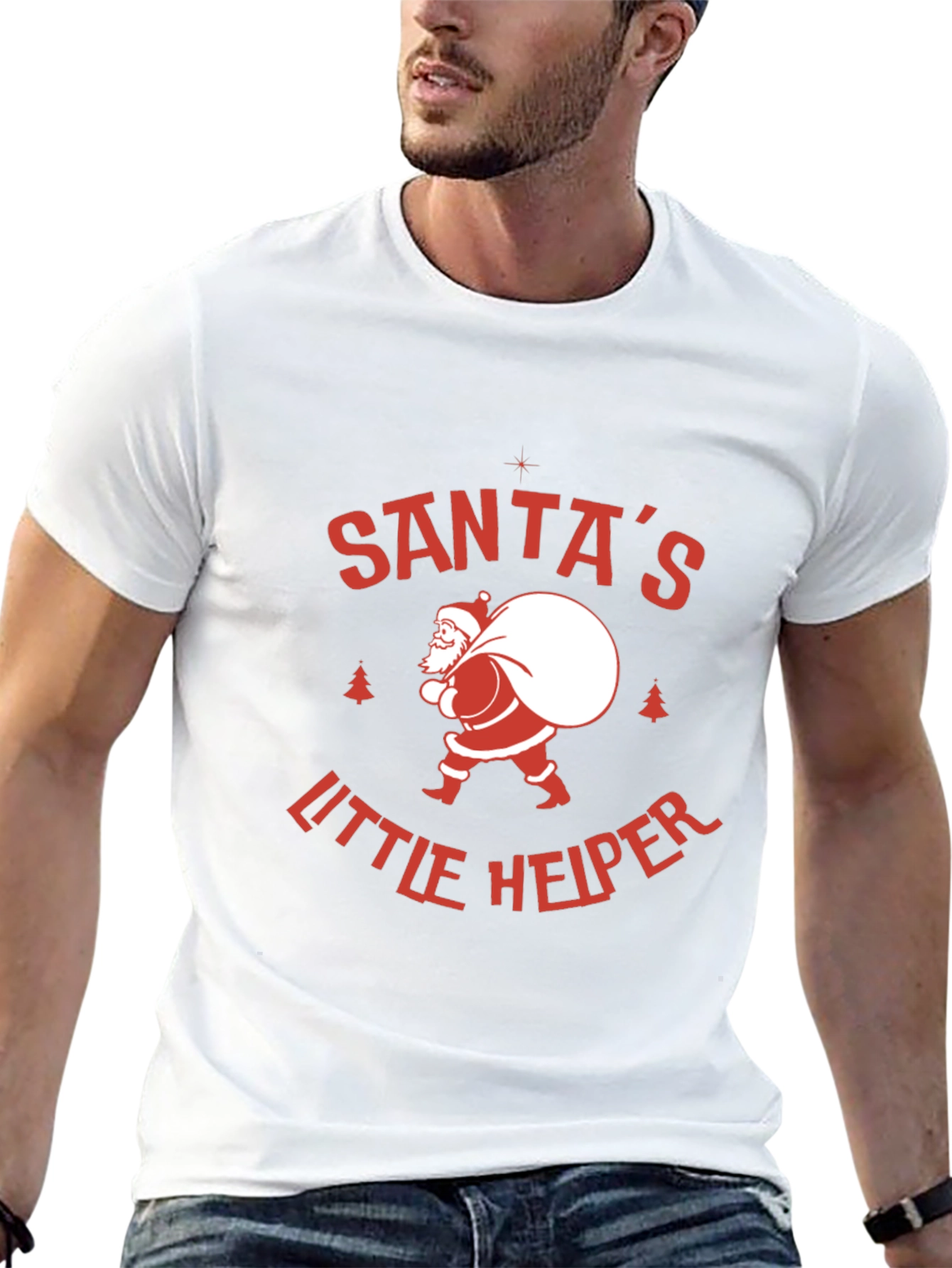 Santas Little Helper Graphic Tee - Holiday Cheer!