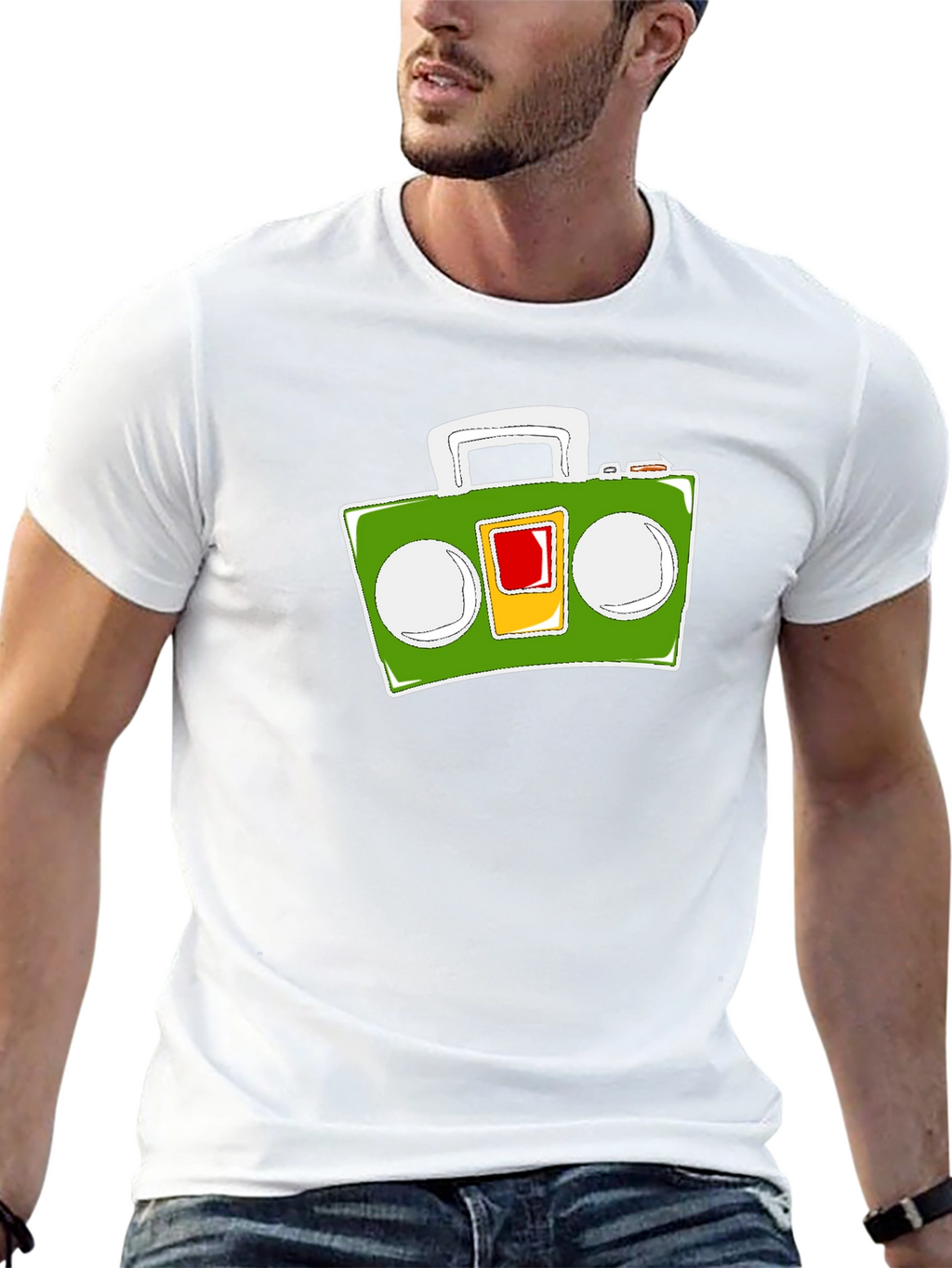 Retro Boombox Graphic Tee - Black