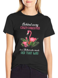 Crazy Daughter Mother Flamingo Graphic T-Shirt