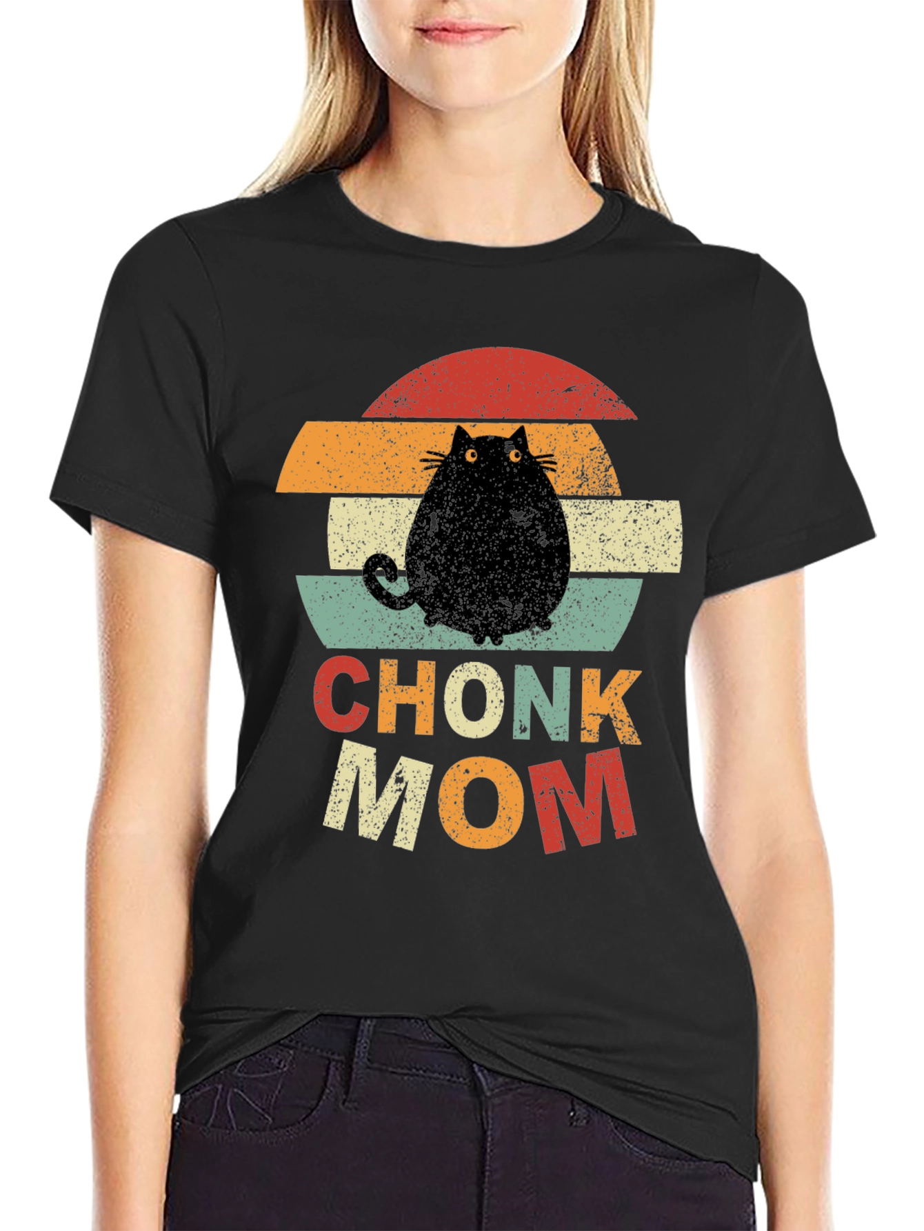 Chonk Mom T-Shirt - Retro Cat Lover Tee