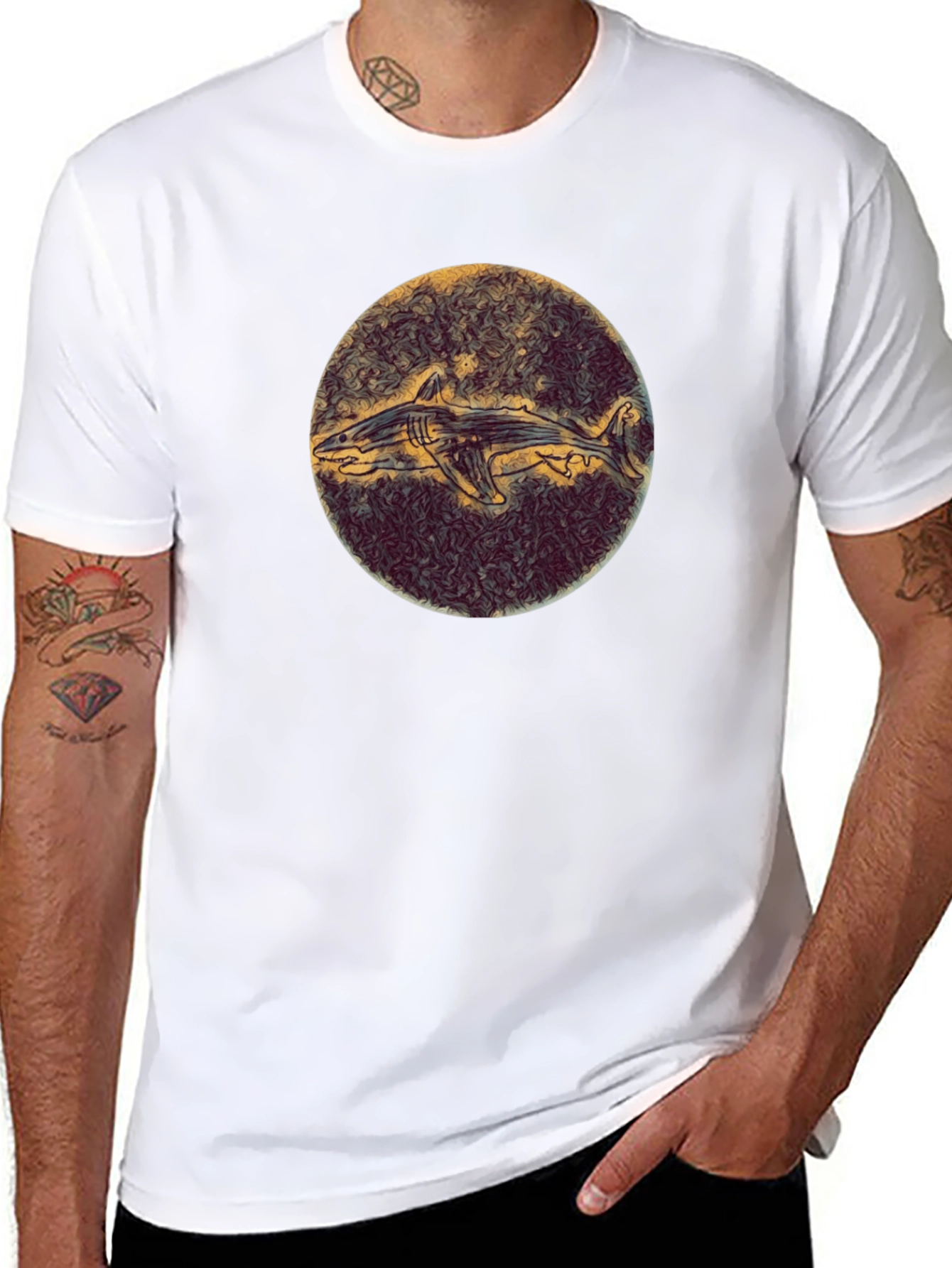 Shark Illustration Black Tee