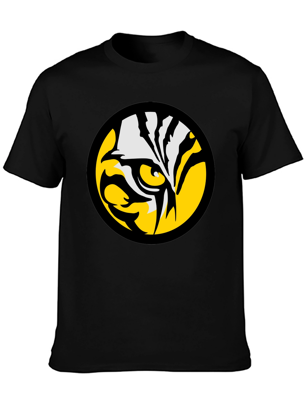 Bold Tiger Eye Graphic Tee - Black Cotton T-Shirt
