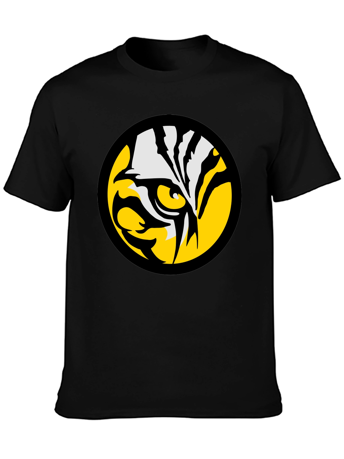 Bold Tiger Eye Graphic Tee - Black Cotton T-Shirt