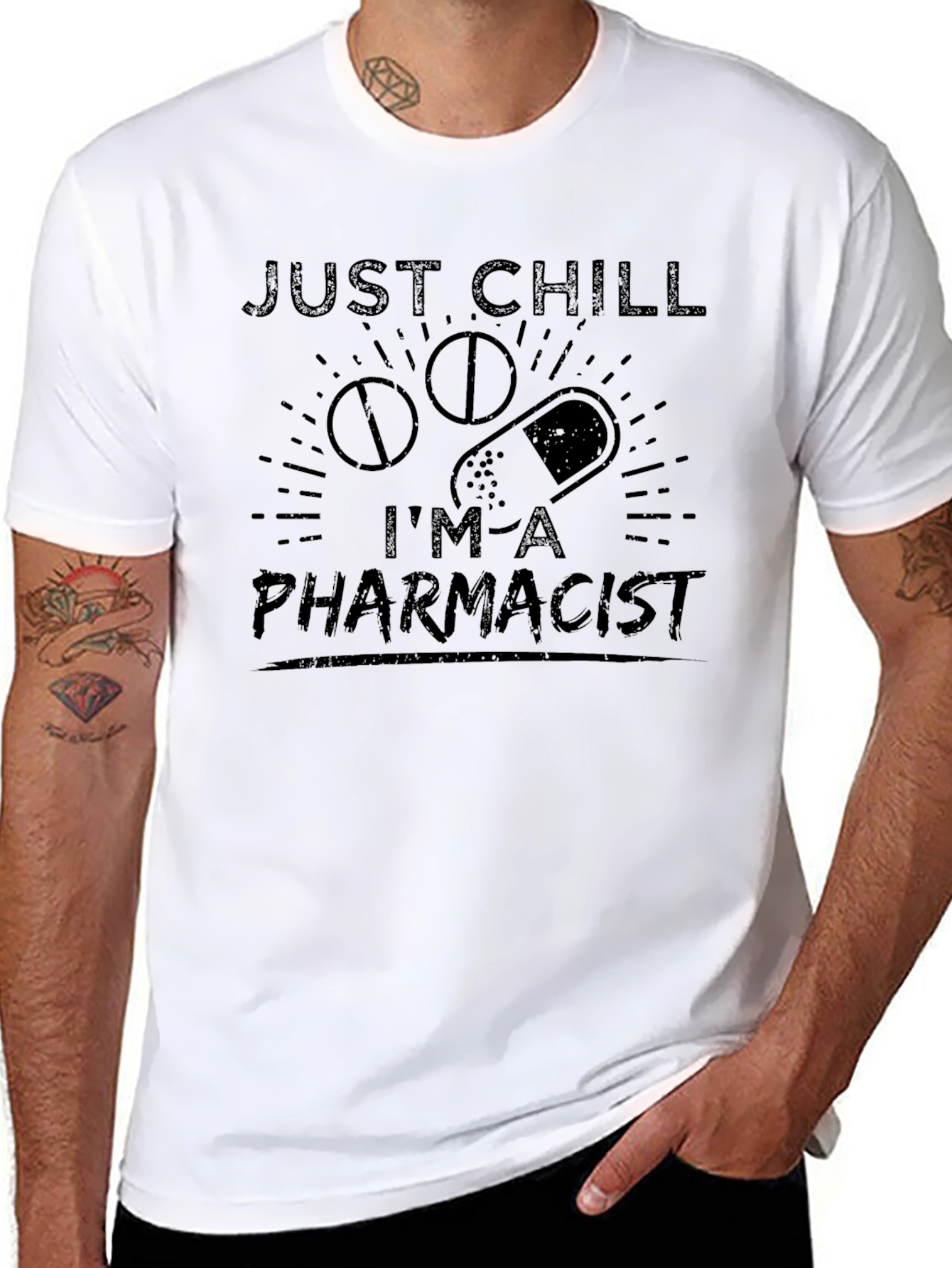 Just Chill Im A Pharmacist Black T-Shirt