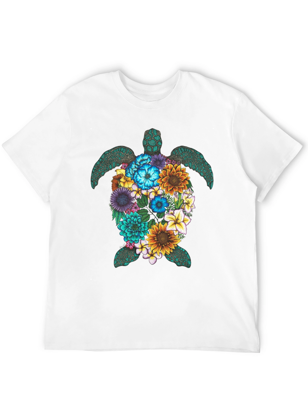 Floral Turtle Graphic Tee - Black
