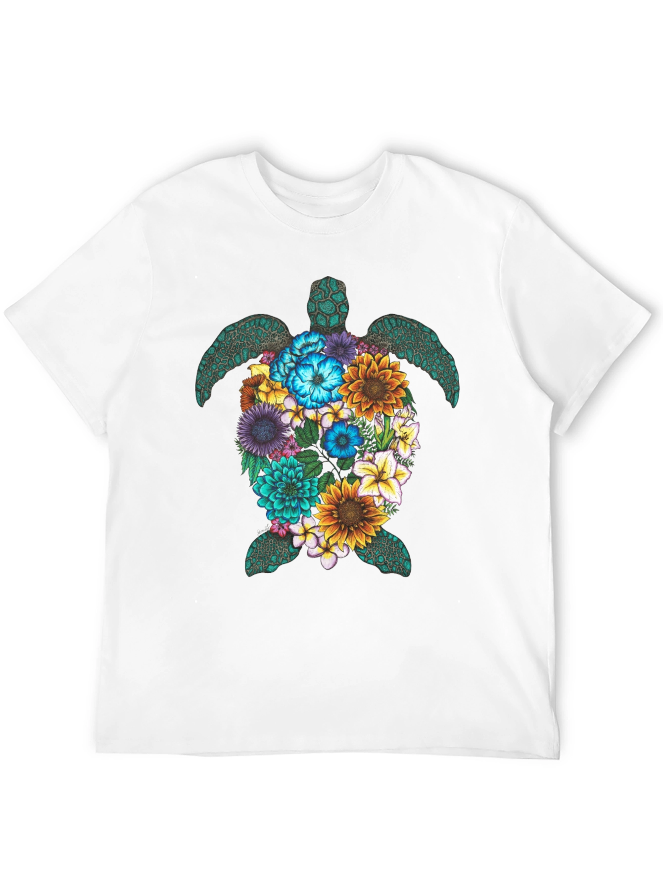 Floral Turtle Graphic Tee - Black