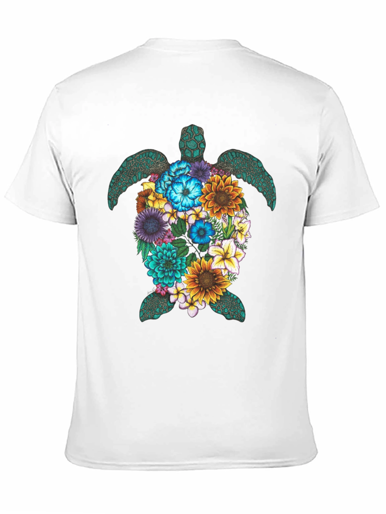 Floral Turtle Graphic Tee - Black