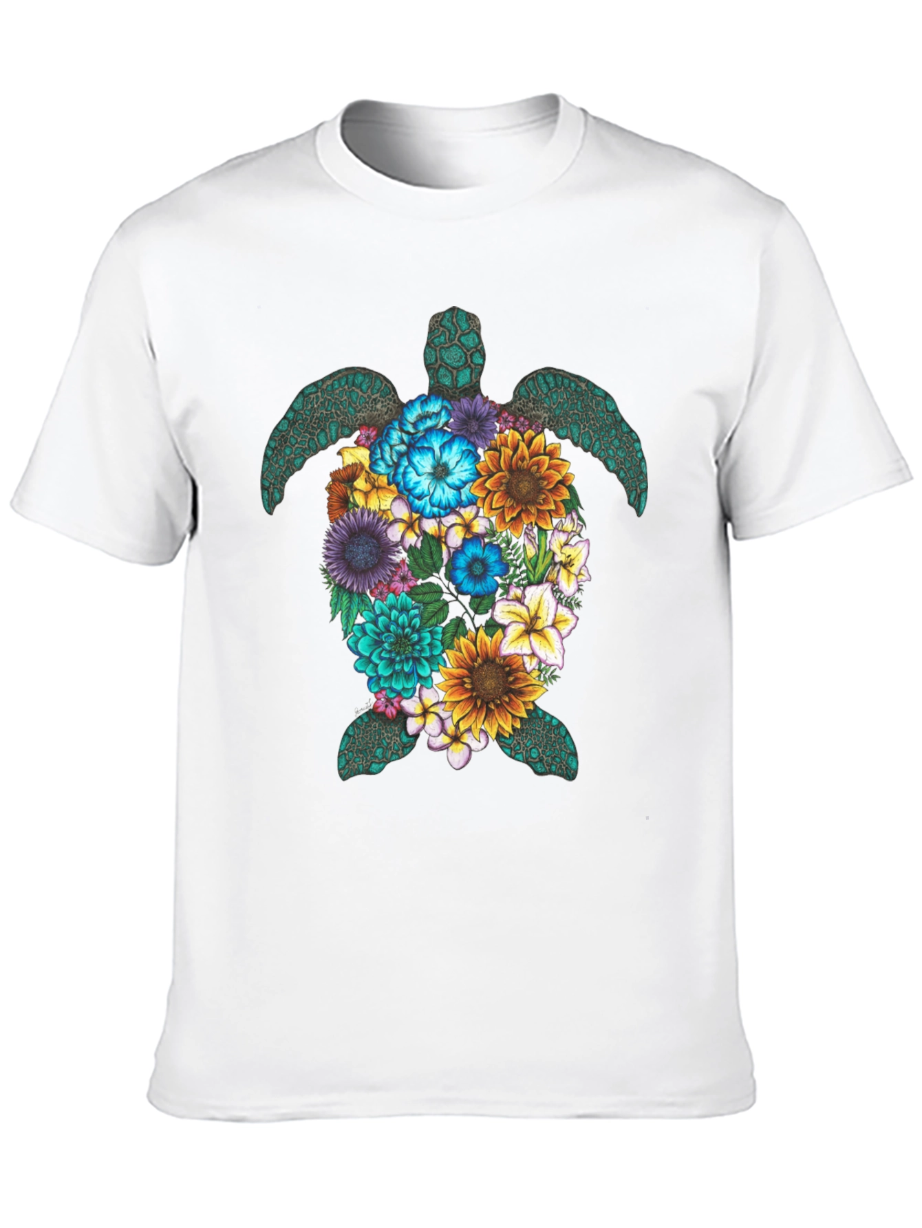 Floral Turtle Graphic Tee - Black