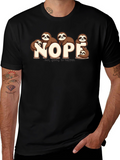 Nope Sloth Graphic T-Shirt - Funny Lazy Animal Tee