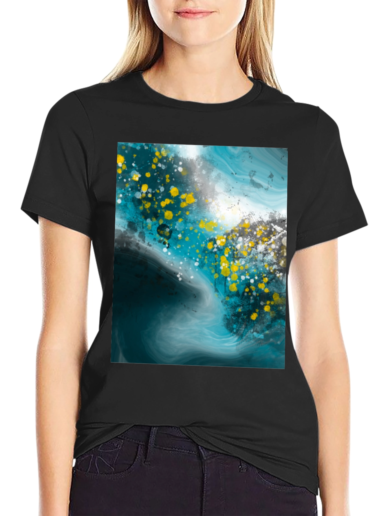 Abstract Art Graphic Print Black T-Shirt