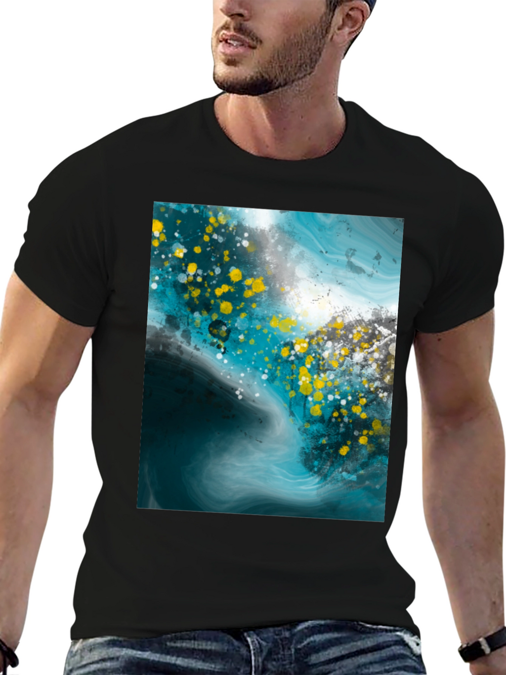 Abstract Art Graphic Print Black T-Shirt