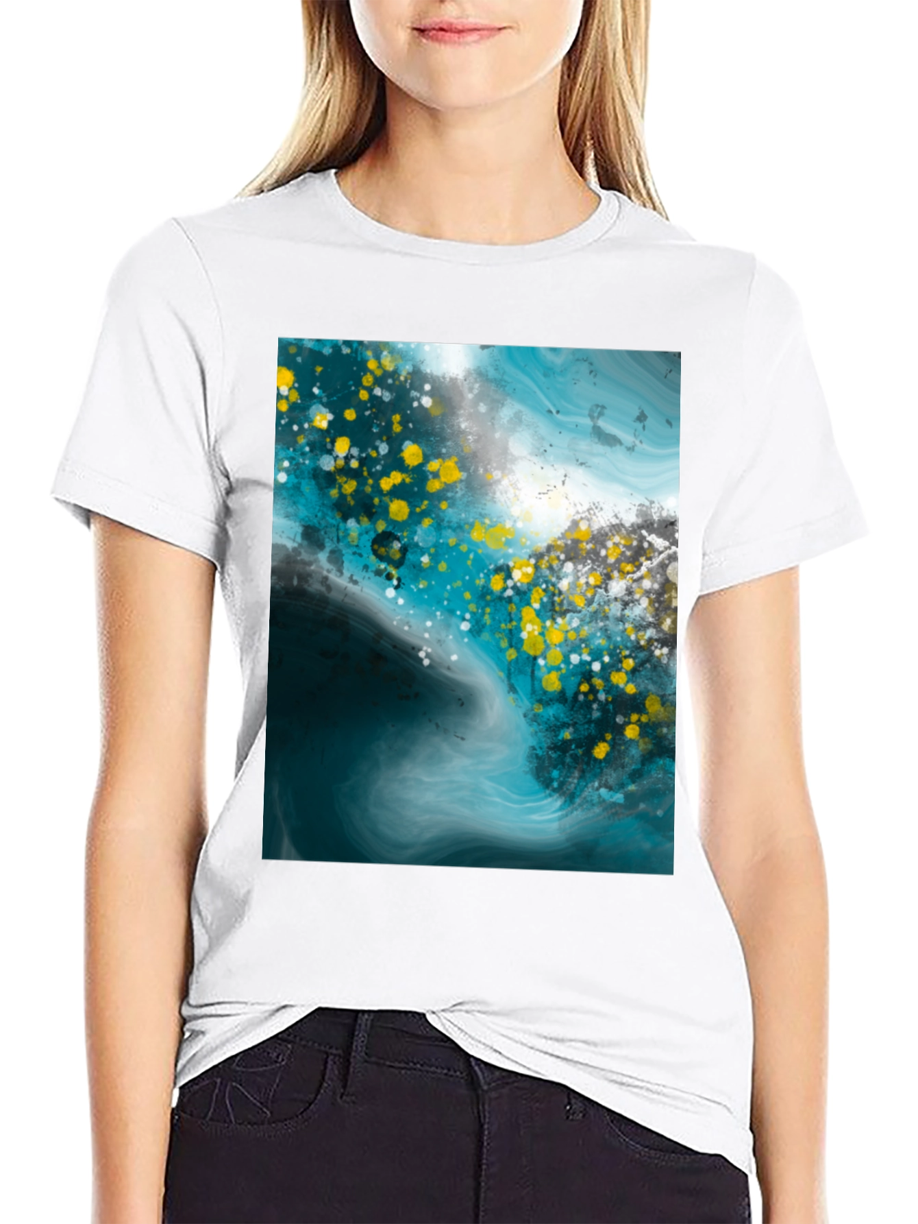 Abstract Art Graphic Print Black T-Shirt