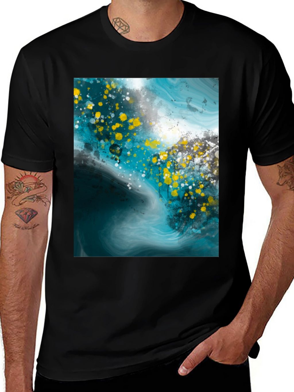 Abstract Art Graphic Print Black T-Shirt