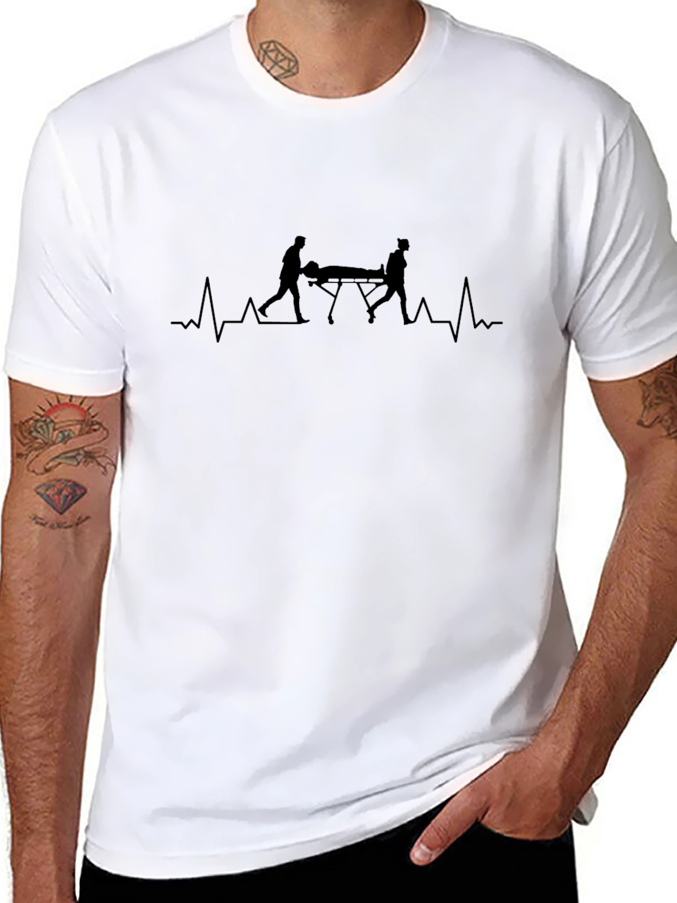 Emergency Stretcher Heartbeat T-Shirt - Black