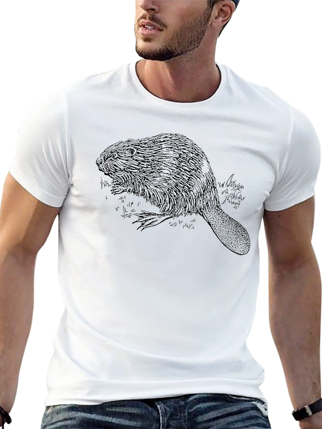 Beaver Graphic Print Black T-Shirt