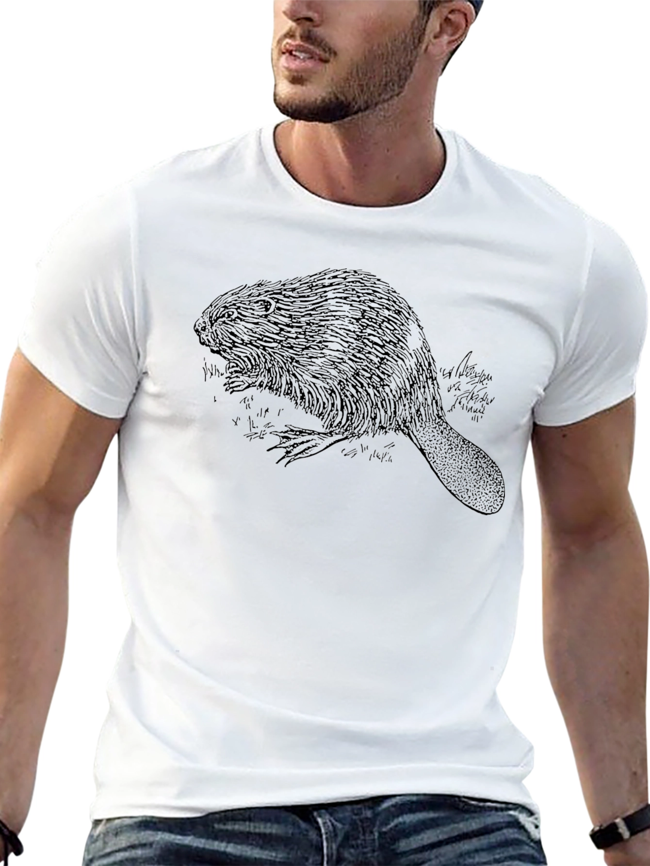 Beaver Graphic Print Black T-Shirt