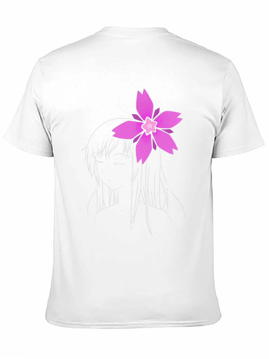 Black Anime Girl Flower Graphic Tee