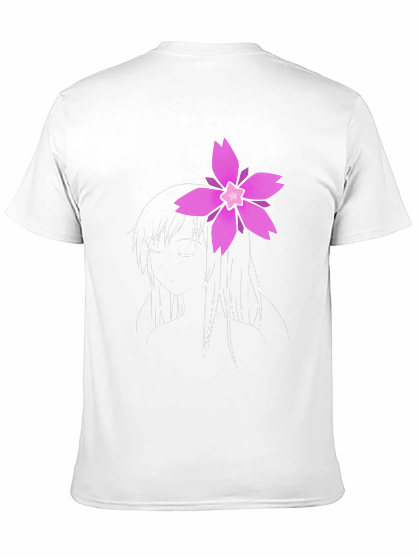 Black Anime Girl Flower Graphic Tee