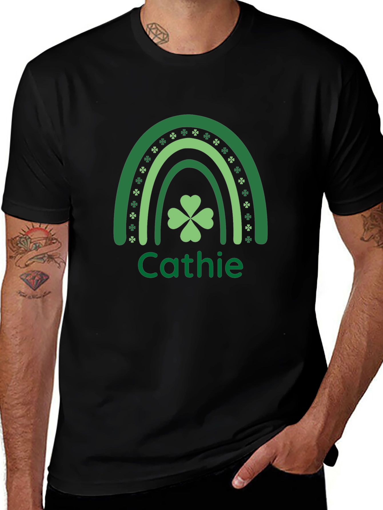 Cathie St. Patricks Day Rainbow Clover T-Shirt