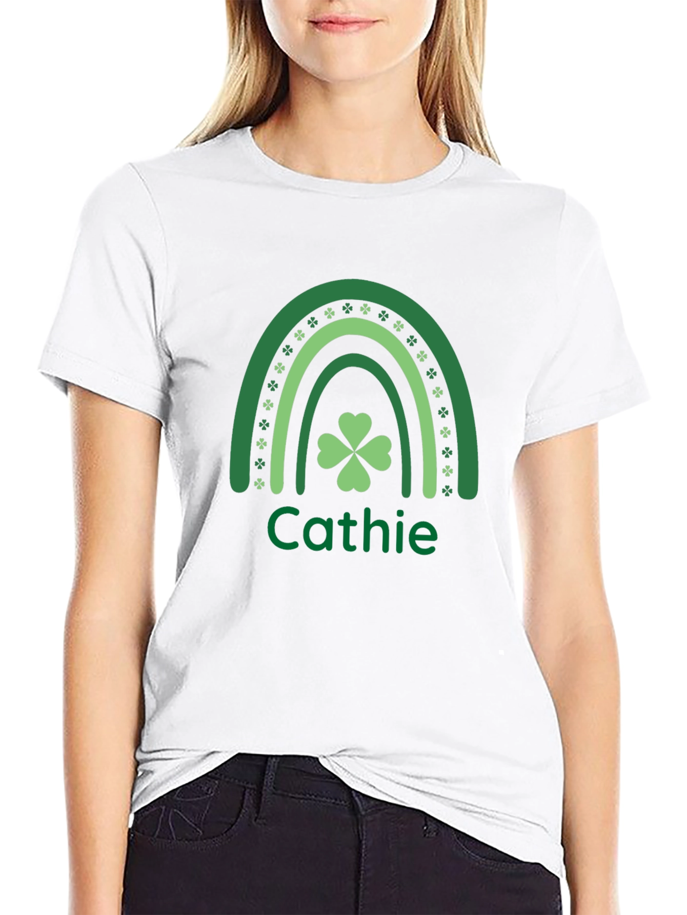 Cathie St. Patricks Day Rainbow Clover T-Shirt